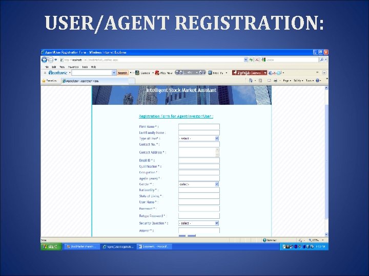 USER/AGENT REGISTRATION: 