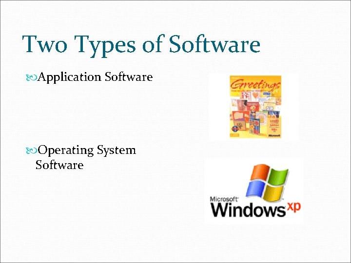 Two Types of Software Application Software Operating System Software 