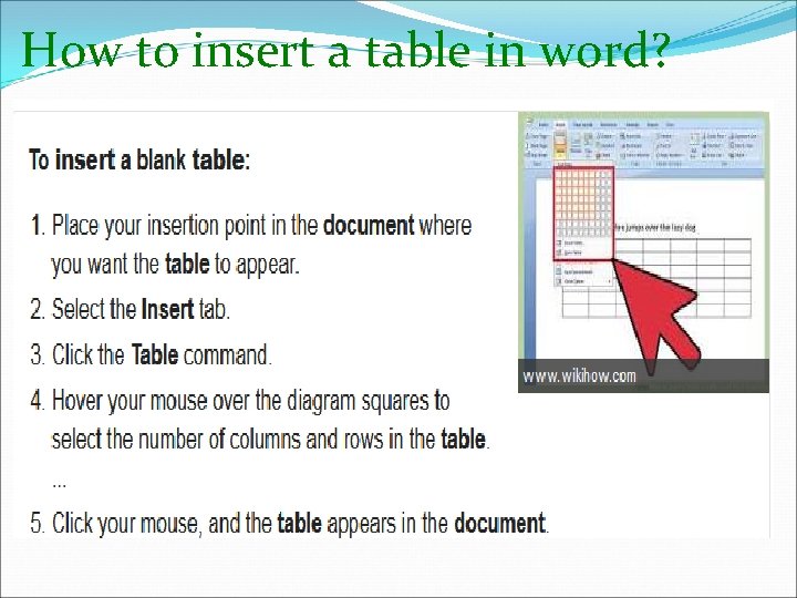 How to insert a table in word? 