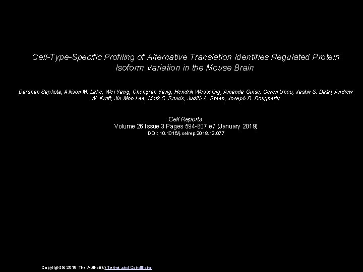 Cell-Type-Specific Profiling of Alternative Translation Identifies Regulated Protein Isoform Variation in the Mouse Brain