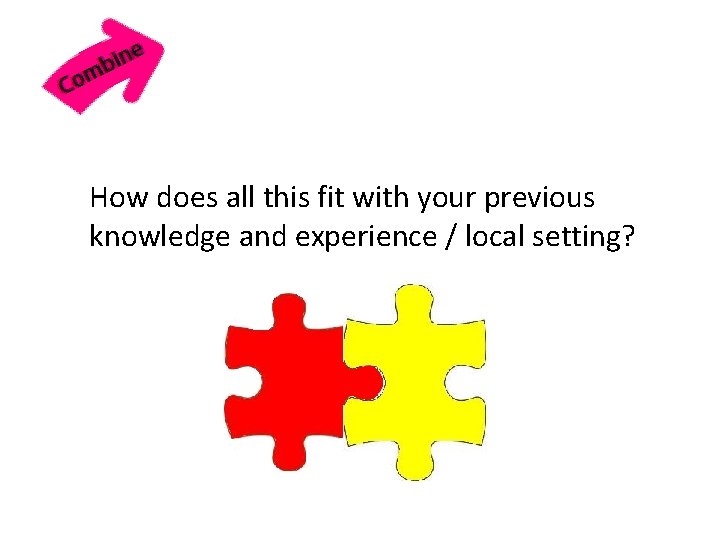 How does all this fit with your previous knowledge and experience / local setting?