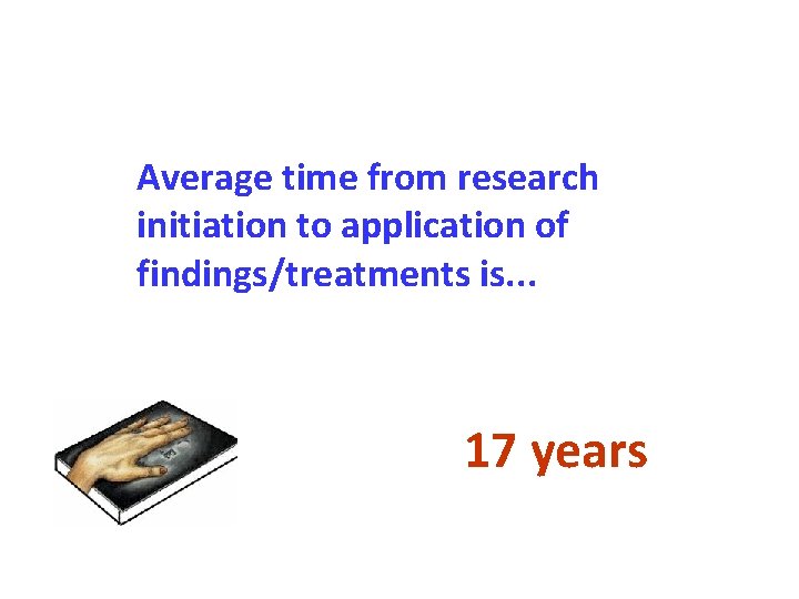 Average time from research initiation to application of findings/treatments is. . . 17 years