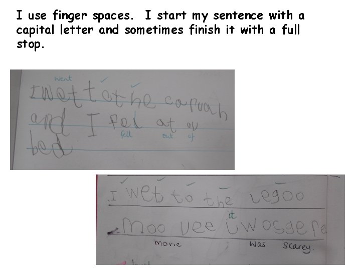 I use finger spaces. I start my sentence with a capital letter and sometimes