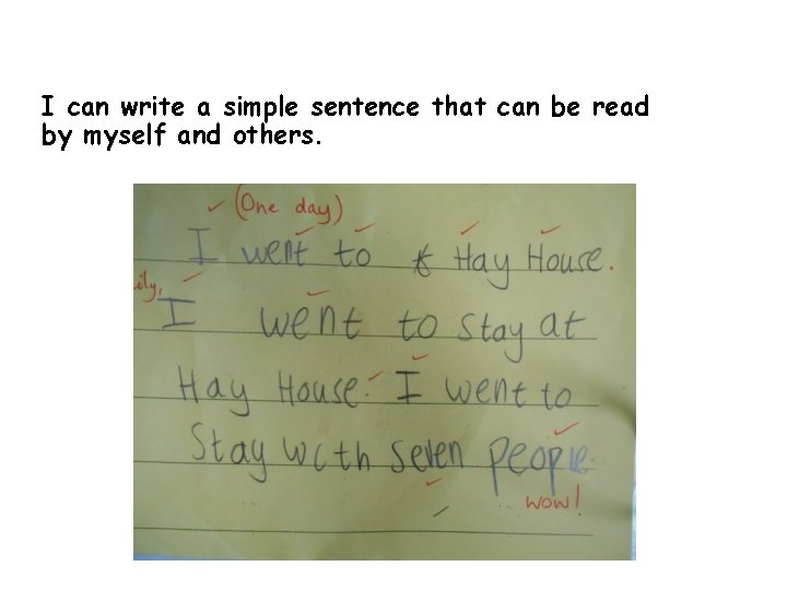 I can write a simple sentence that can be read by myself and others.