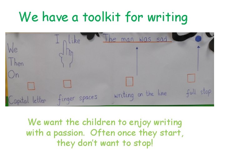 We have a toolkit for writing We want the children to enjoy writing with