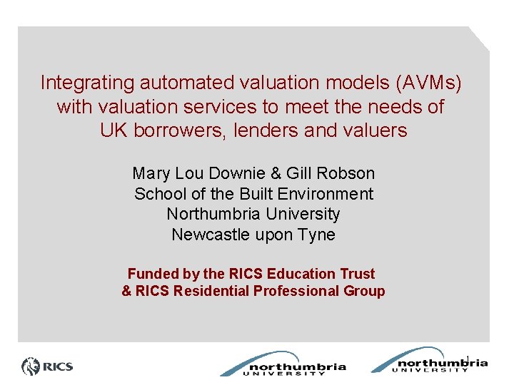 Integrating automated valuation models (AVMs) with valuation services to meet the needs of UK