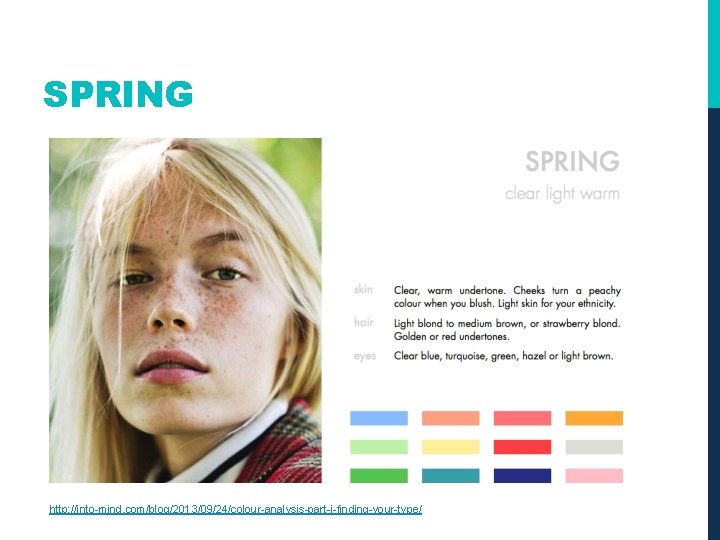 SPRING http: //into-mind. com/blog/2013/09/24/colour-analysis-part-i-finding-your-type/ 