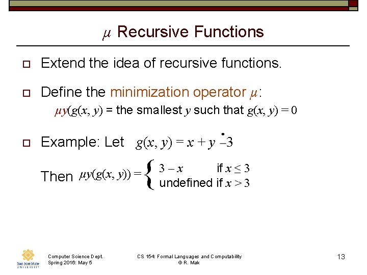 Cs 154 Formal Languages And Computability May 5