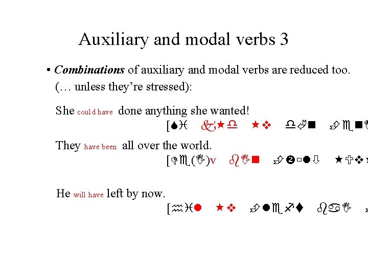 Auxiliary and modal verbs 3 • Combinations of auxiliary and modal verbs are reduced