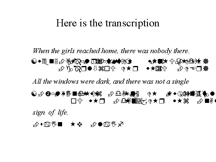 Here is the transcription When the girls reached home, there was nobody there. [w