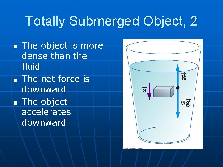 Totally Submerged Object, 2 n n n The object is more dense than the