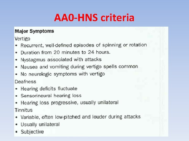 AA 0 -HNS criteria 