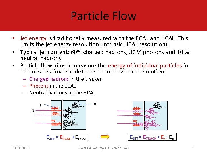 Particle Flow • Jet energy is traditionally measured with the ECAL and HCAL. This