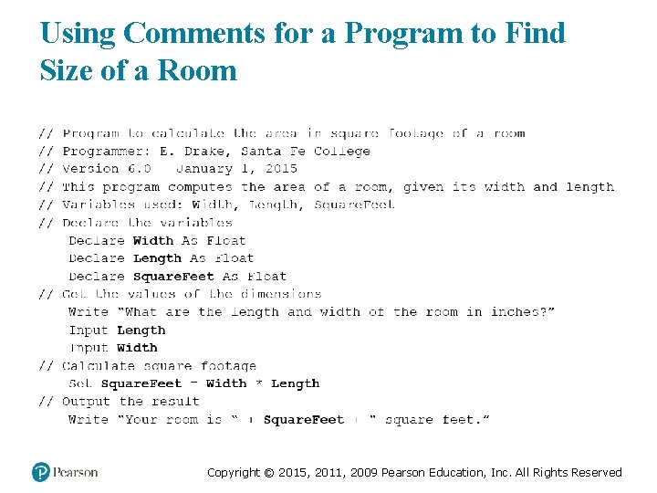 Using Comments for a Program to Find Size of a Room Medical Law and