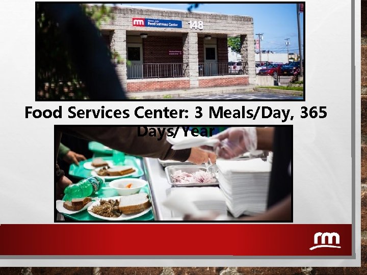 Food Services Center: 3 Meals/Day, 365 Days/Year 