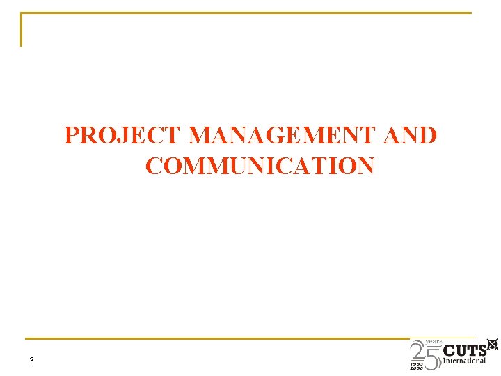 PROJECT MANAGEMENT AND COMMUNICATION 3 