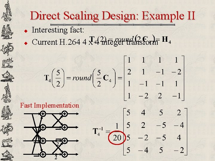 Direct Scaling Design: Example II u u Interesting fact: Current H. 264 4 x