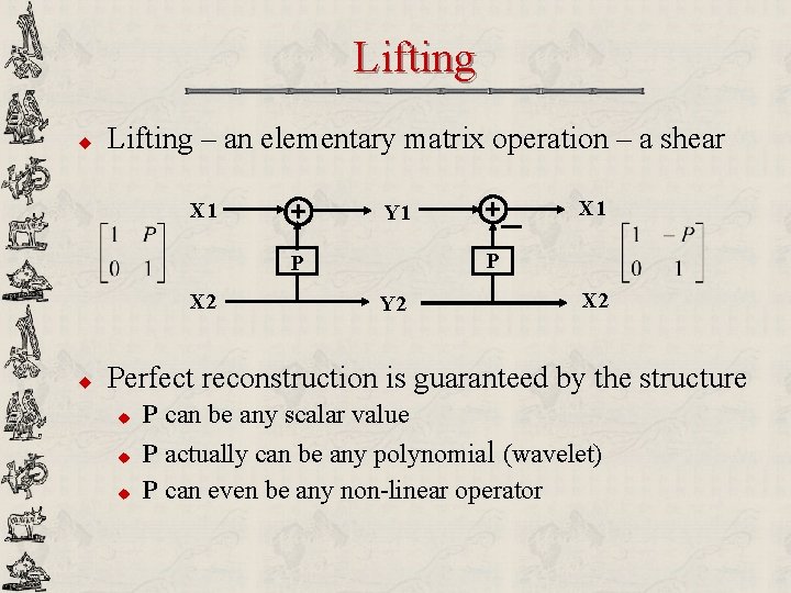 Lifting u Lifting – an elementary matrix operation – a shear X 1 P