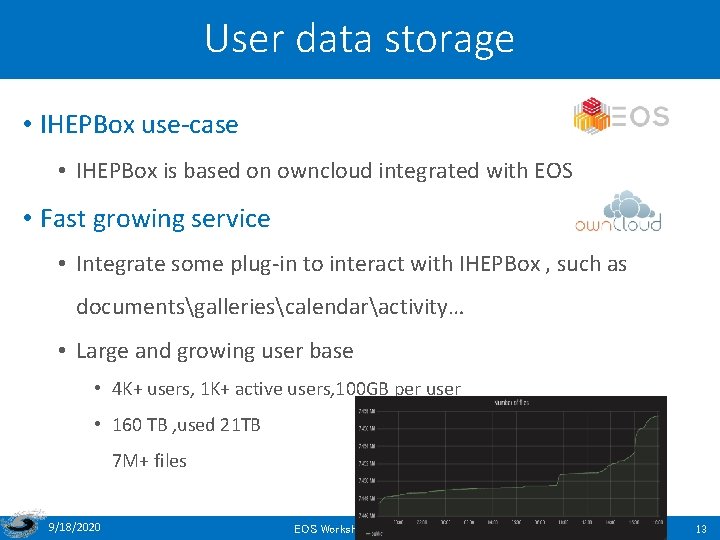 User data storage • IHEPBox use-case • IHEPBox is based on owncloud integrated with