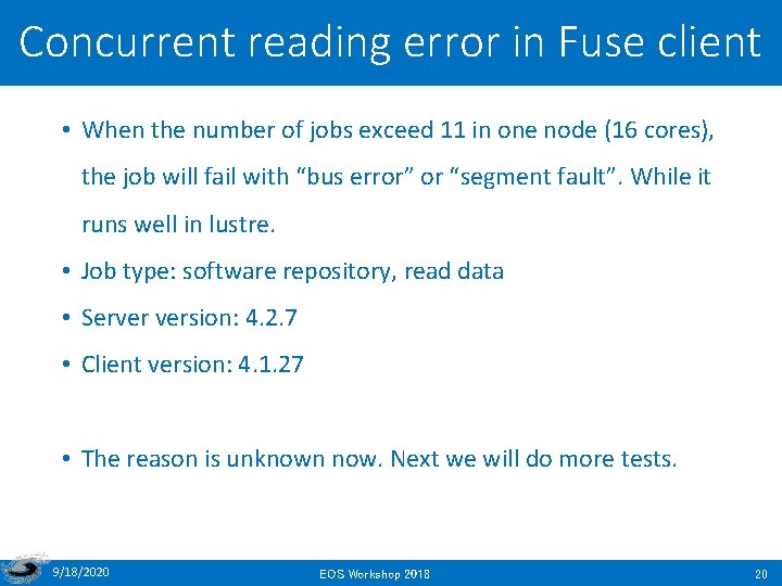 Concurrent reading error in Fuse client • When the number of jobs exceed 11