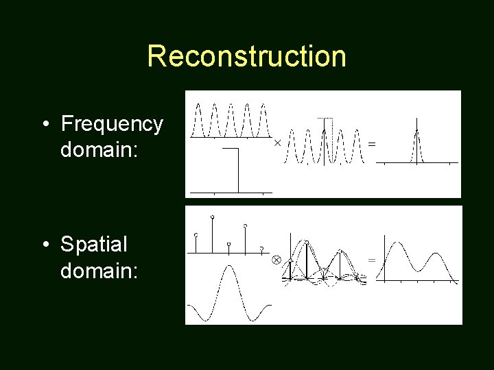 Reconstruction • Frequency domain: • Spatial domain: 