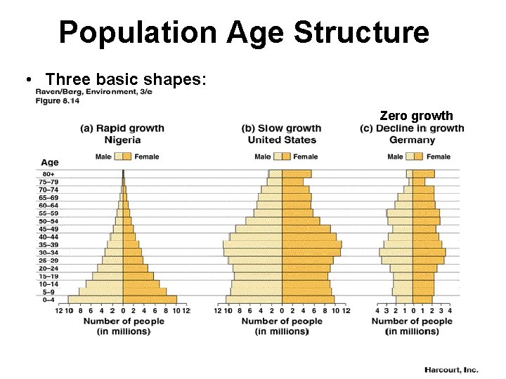 Population Age Structure • Three basic shapes: Zero growth 