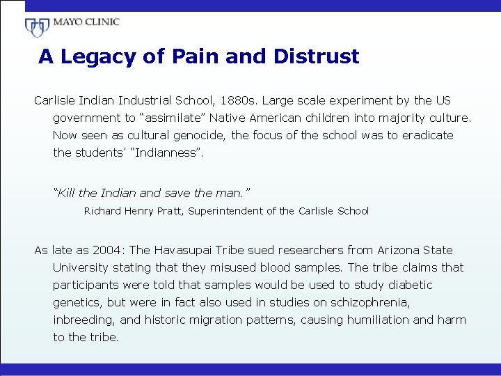 A Legacy of Pain and Distrust Carlisle Indian Industrial School, 1880 s. Large scale