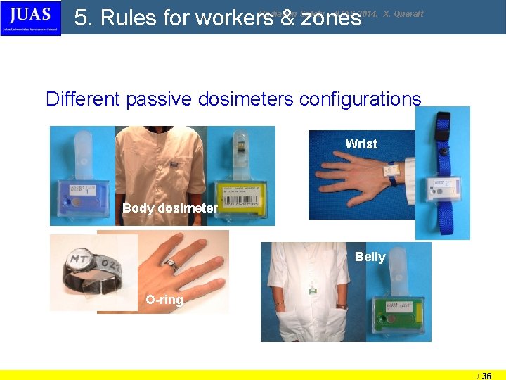5. Rules for workers & zones Radiation Safety - JUAS 2014, X. Queralt Different 5. Rules for workers & zones Radiation Safety - JUAS 2014, X. Queralt Different