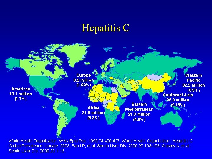 Hepatitis C Americas 13. 1 million (1. 7%) Europe 8. 9 million (1. 03%)