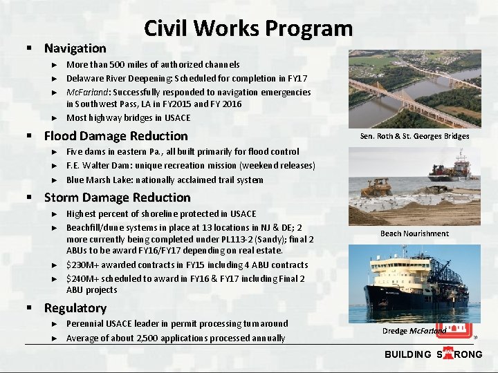  Navigation ► ► Civil Works Program More than 500 miles of authorized channels