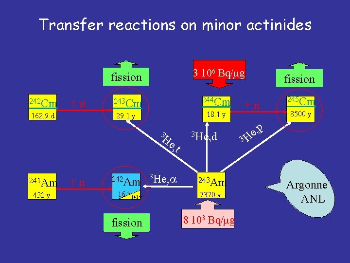 Transfer reactions on minor actinides 3 106 Bq/mg fission 242 Cm +n 162. 9
