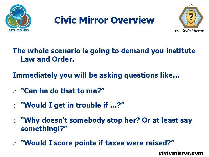 Civic Mirror Overview The Civic Mirror The whole scenario is going to demand you