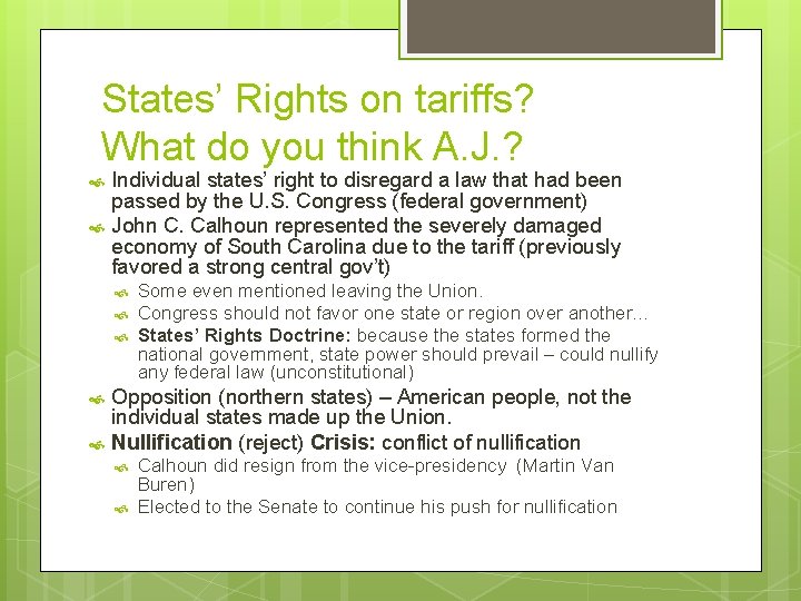 States’ Rights on tariffs? What do you think A. J. ? Individual states’ right