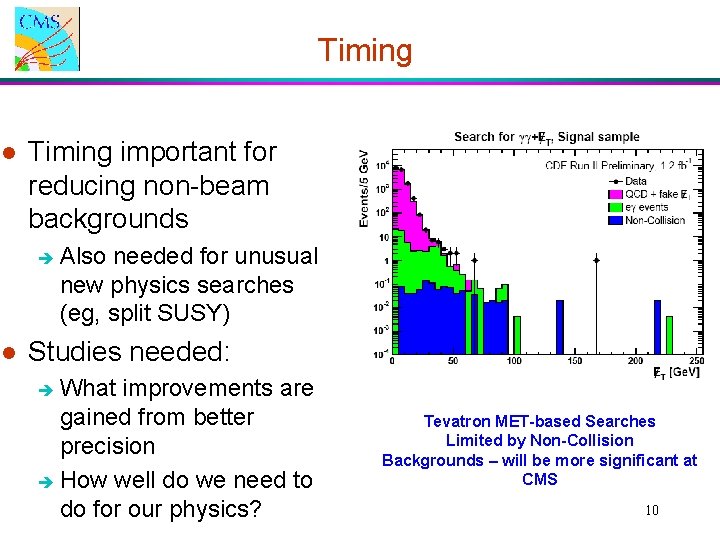 Timing l Timing important for reducing non-beam backgrounds è l Also needed for unusual Timing l Timing important for reducing non-beam backgrounds è l Also needed for unusual