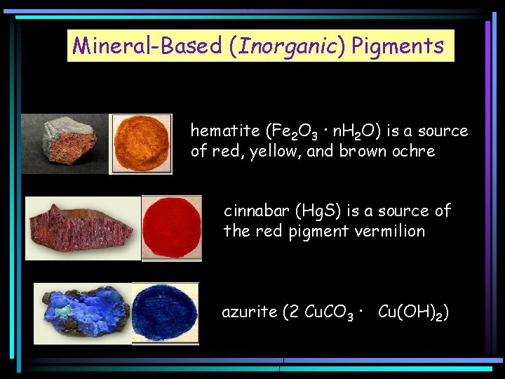 Mineral-Based (Inorganic) Pigments hematite (Fe 2 O 3 · n. H 2 O) is