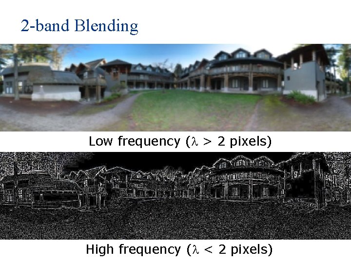 2 -band Blending Low frequency (l > 2 pixels) High frequency (l < 2