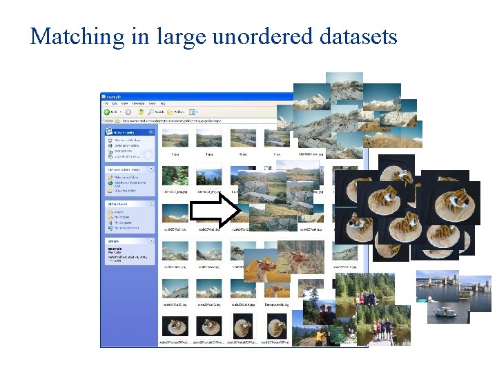 Matching in large unordered datasets 