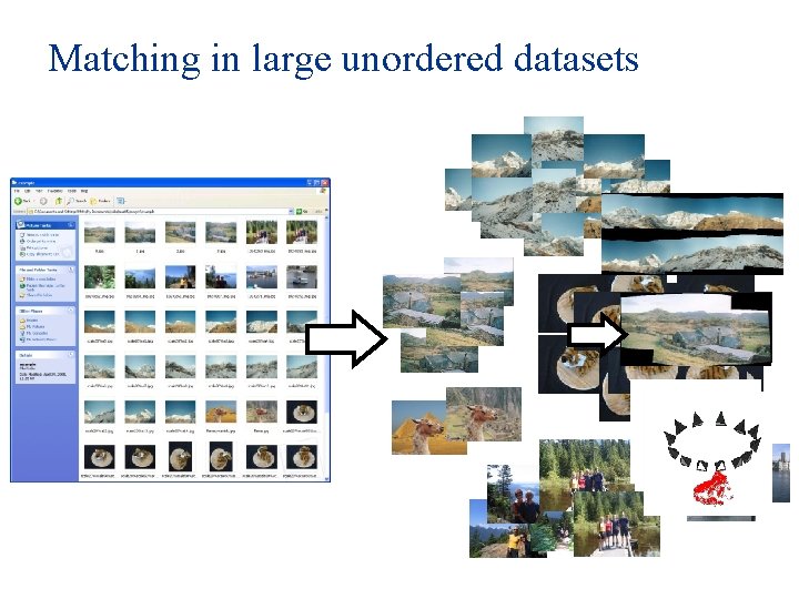 Matching in large unordered datasets 