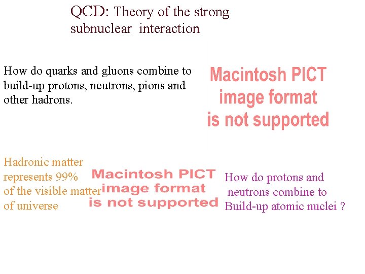 QCD: Theory of the strong subnuclear interaction How do quarks and gluons combine to