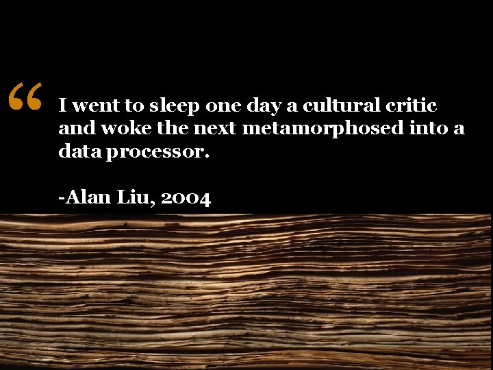 “ I went to sleep one day a cultural critic and woke the next