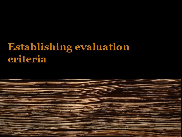 Establishing evaluation criteria 