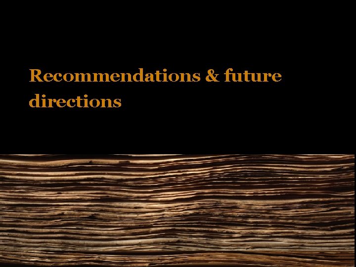 Recommendations & future directions 