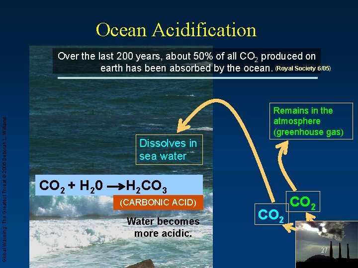Ocean Acidification Global Warming: The Greatest Threat © 2006 Deborah L. Williams Over the