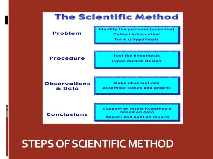 STEPS OF SCIENTIFIC METHOD 