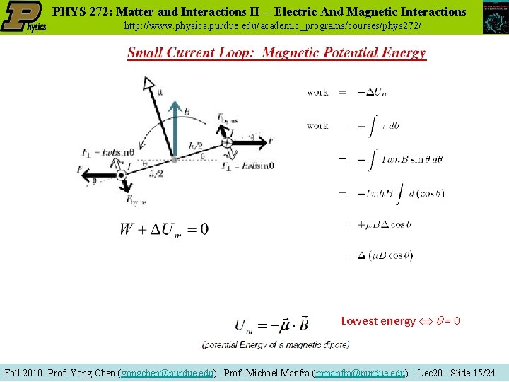 PHYS 272: Matter and Interactions II -- Electric And Magnetic Interactions http: //www. physics.