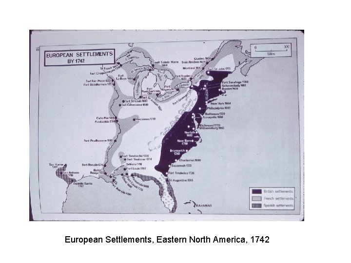 European Settlements, Eastern North America, 1742 