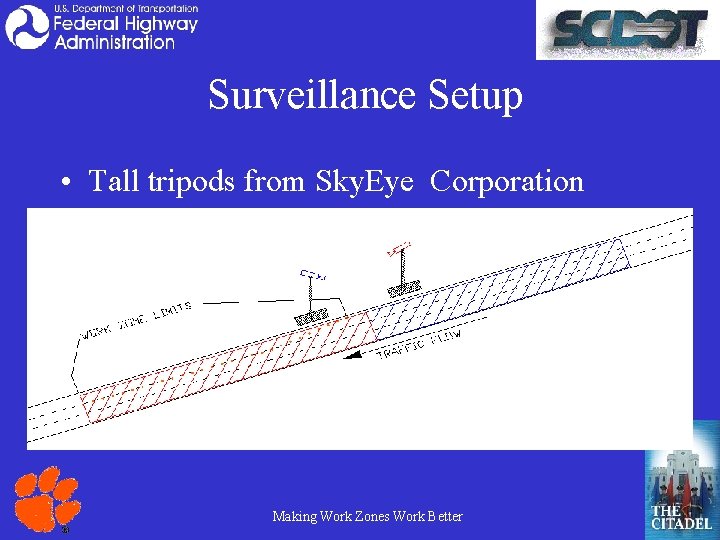 Surveillance Setup • Tall tripods from Sky. Eye Corporation Making Work Zones Work Better