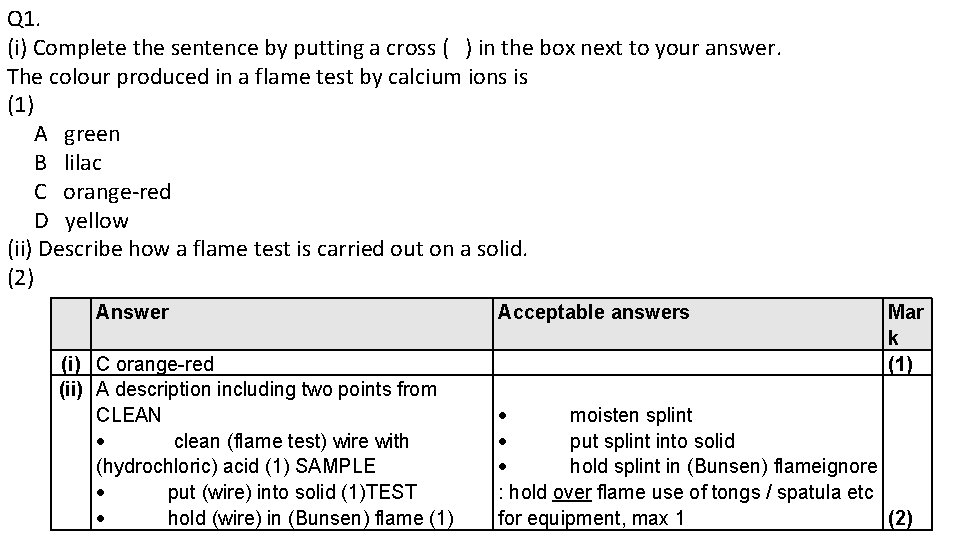 Q 1. (i) Complete the sentence by putting a cross ( ) in the