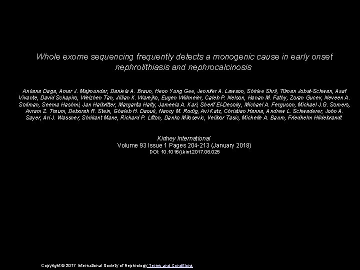 Whole exome sequencing frequently detects a monogenic cause in early onset nephrolithiasis and nephrocalcinosis