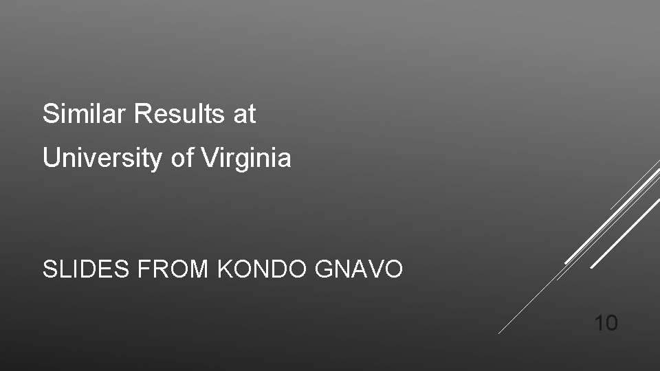 Similar Results at University of Virginia SLIDES FROM KONDO GNAVO 10 